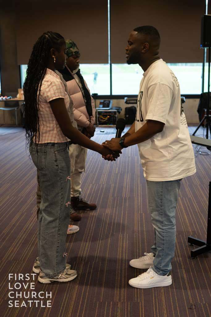 Praying together after a service