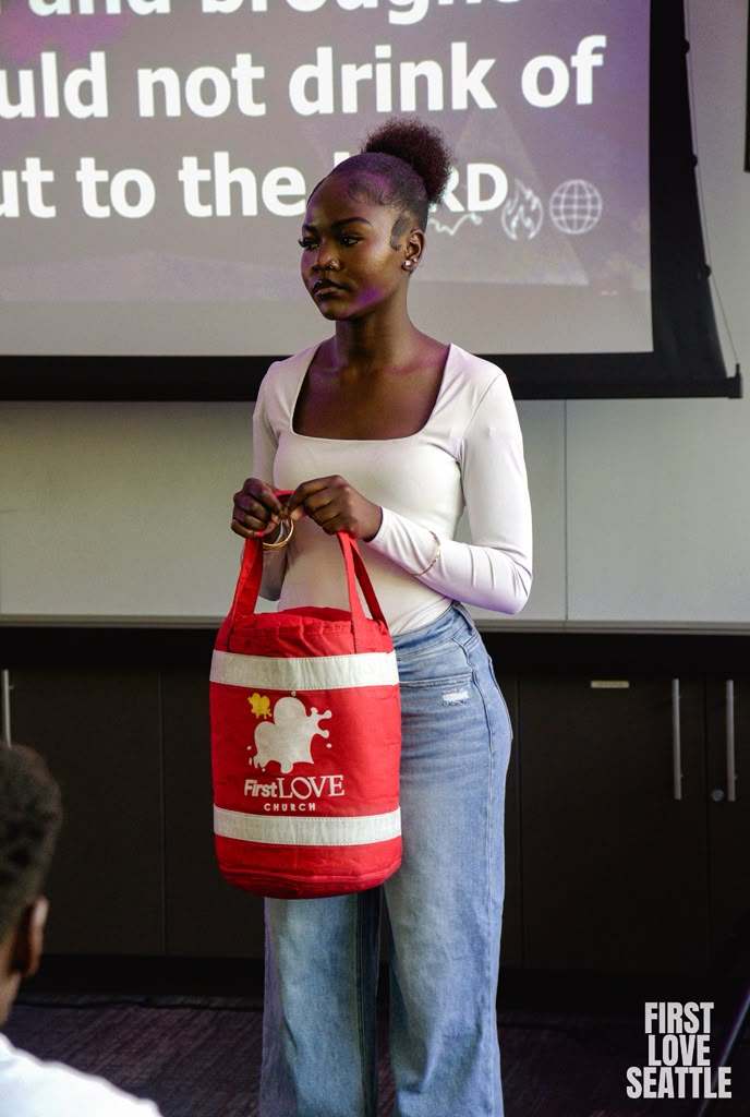 A member during a Sunday service